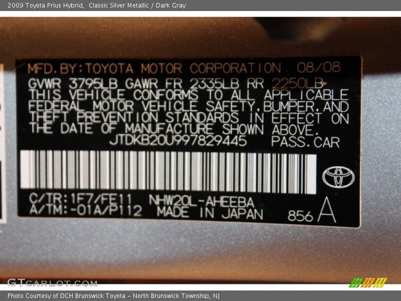 Classic Silver Metallic / Dark Gray 2009 Toyota Prius Hybrid