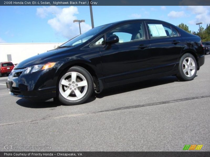 Nighthawk Black Pearl / Gray 2008 Honda Civic EX-L Sedan