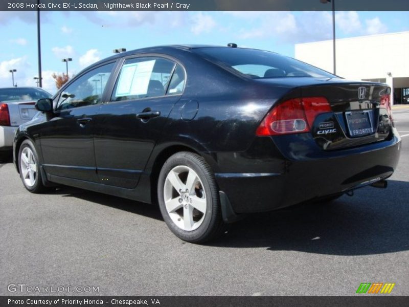 Nighthawk Black Pearl / Gray 2008 Honda Civic EX-L Sedan