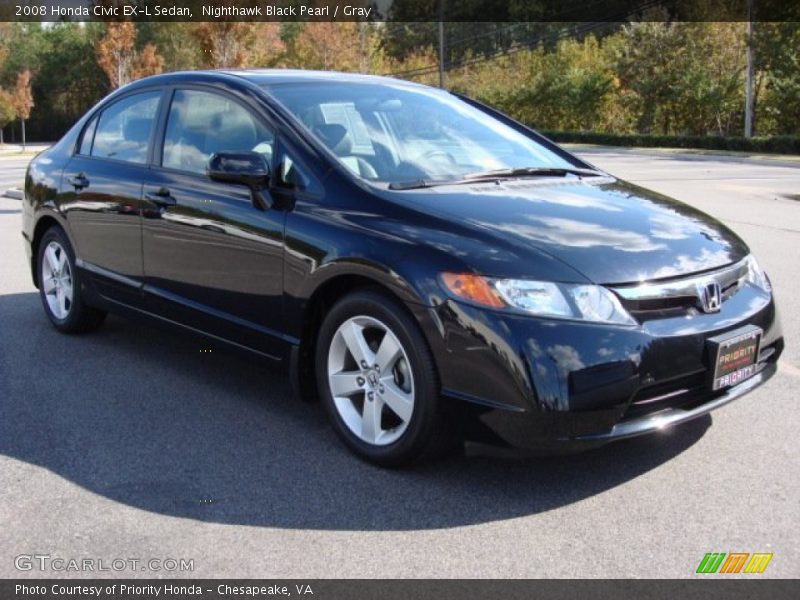 Nighthawk Black Pearl / Gray 2008 Honda Civic EX-L Sedan