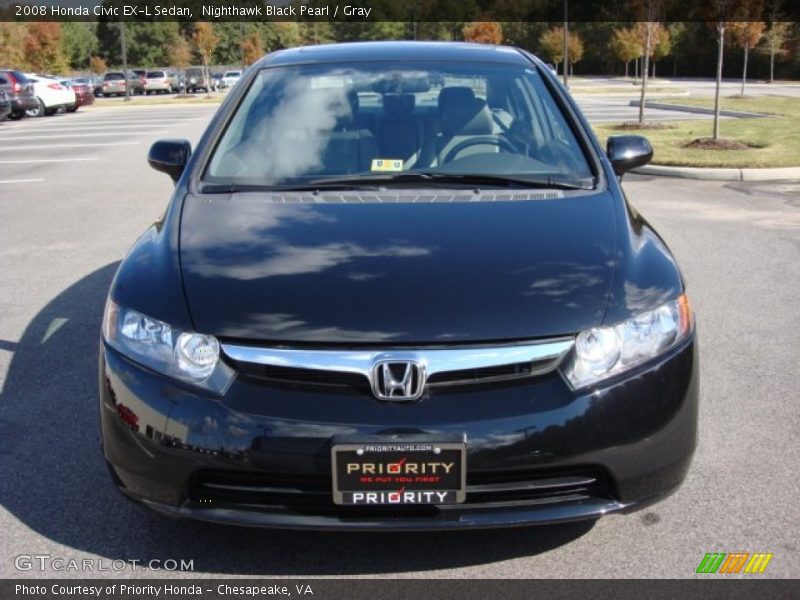 Nighthawk Black Pearl / Gray 2008 Honda Civic EX-L Sedan