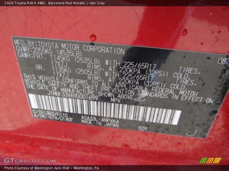 Barcelona Red Metallic / Ash Gray 2009 Toyota RAV4 4WD