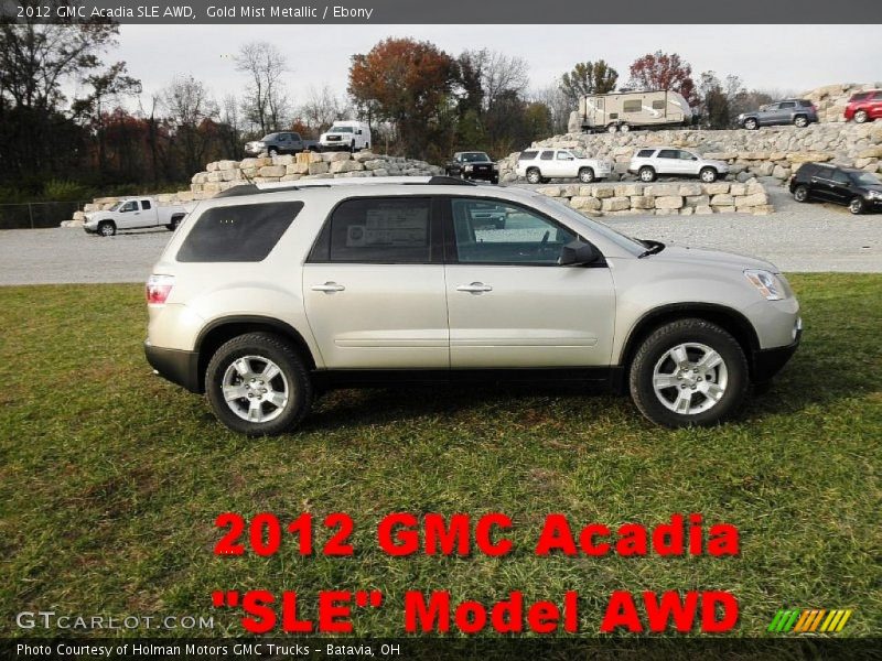 Gold Mist Metallic / Ebony 2012 GMC Acadia SLE AWD