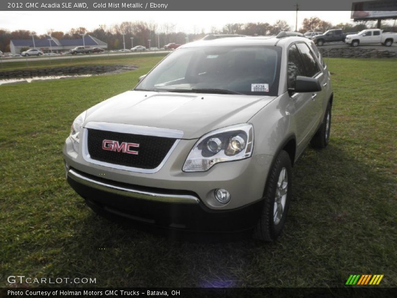 Gold Mist Metallic / Ebony 2012 GMC Acadia SLE AWD