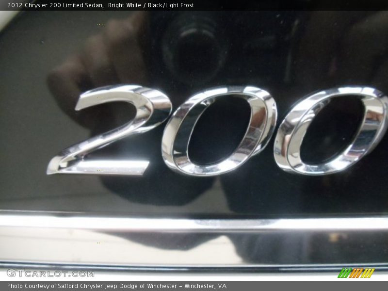 Bright White / Black/Light Frost 2012 Chrysler 200 Limited Sedan