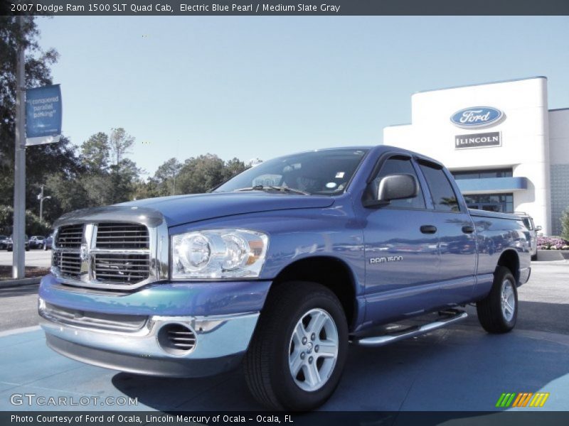 Electric Blue Pearl / Medium Slate Gray 2007 Dodge Ram 1500 SLT Quad Cab