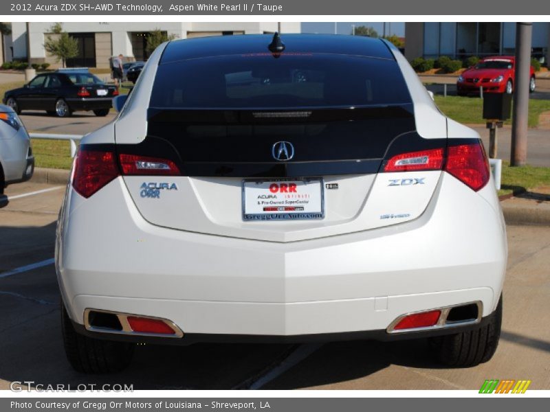 Aspen White Pearl II / Taupe 2012 Acura ZDX SH-AWD Technology