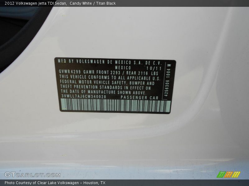 Candy White / Titan Black 2012 Volkswagen Jetta TDI Sedan