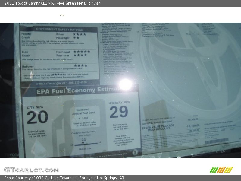 Aloe Green Metallic / Ash 2011 Toyota Camry XLE V6