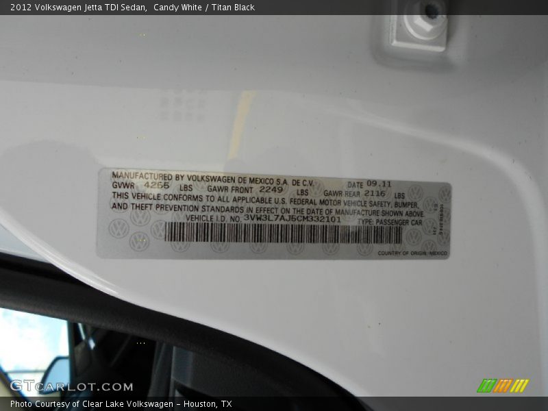 Candy White / Titan Black 2012 Volkswagen Jetta TDI Sedan