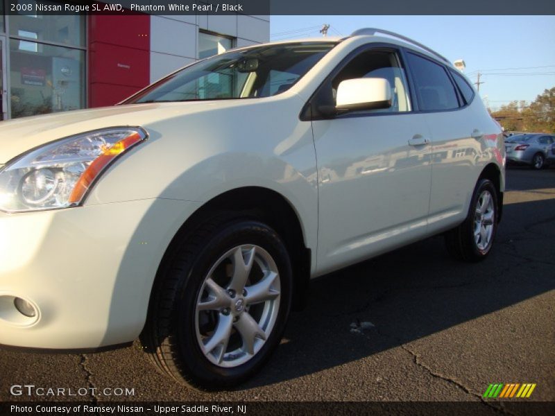 Phantom White Pearl / Black 2008 Nissan Rogue SL AWD