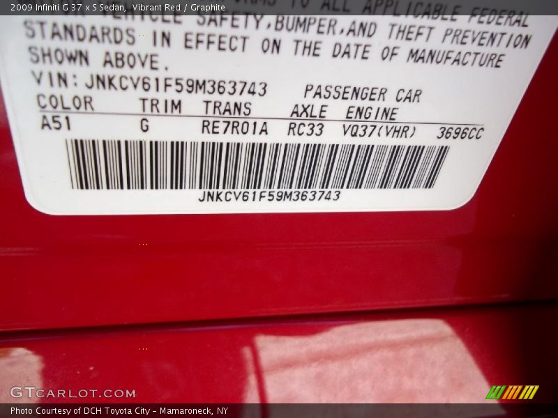 Vibrant Red / Graphite 2009 Infiniti G 37 x S Sedan