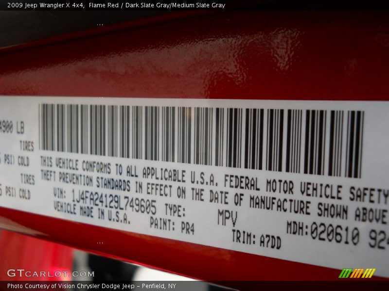 Flame Red / Dark Slate Gray/Medium Slate Gray 2009 Jeep Wrangler X 4x4