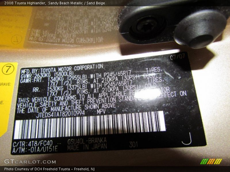 Sandy Beach Metallic / Sand Beige 2008 Toyota Highlander