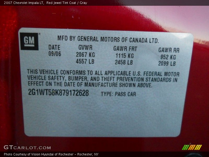 Red Jewel Tint Coat / Gray 2007 Chevrolet Impala LT