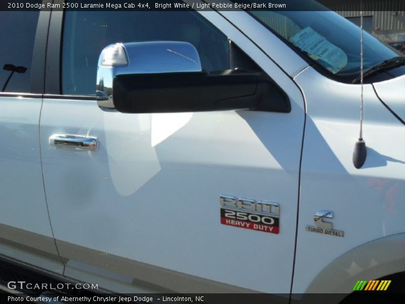 Bright White / Light Pebble Beige/Bark Brown 2010 Dodge Ram 2500 Laramie Mega Cab 4x4