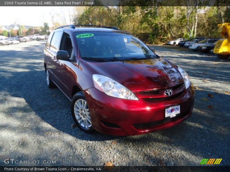 Salsa Red Pearl / Stone 2009 Toyota Sienna LE AWD