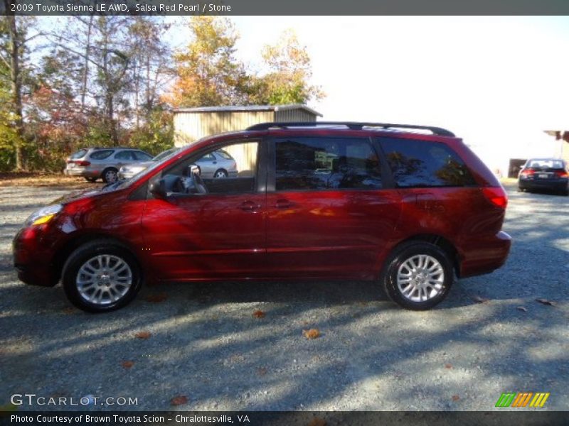 Salsa Red Pearl / Stone 2009 Toyota Sienna LE AWD