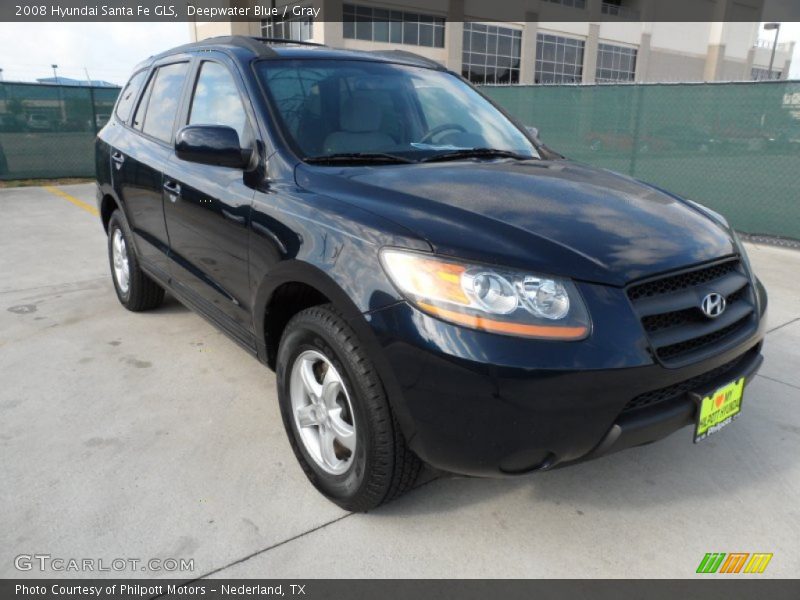 Deepwater Blue / Gray 2008 Hyundai Santa Fe GLS