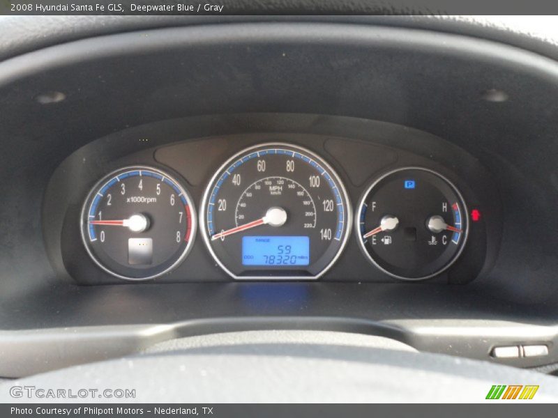 Deepwater Blue / Gray 2008 Hyundai Santa Fe GLS