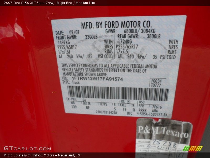 Bright Red / Medium Flint 2007 Ford F150 XLT SuperCrew