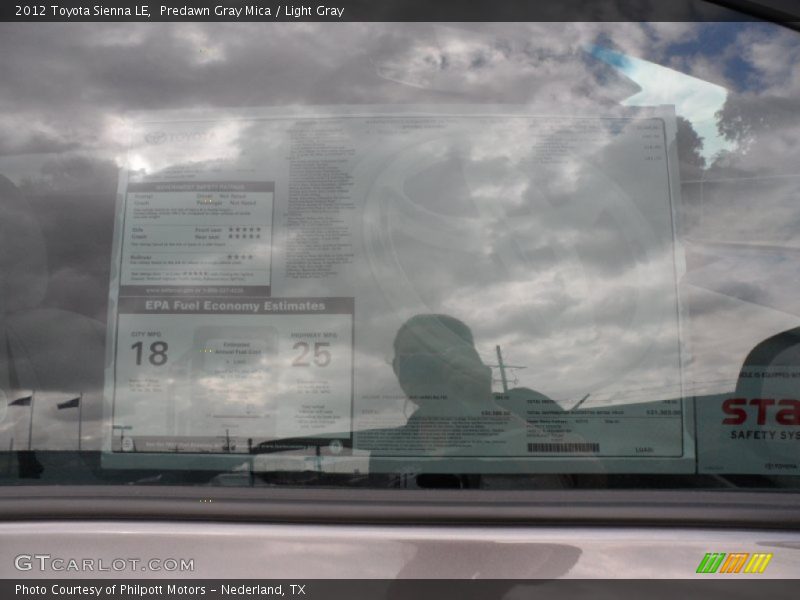 Predawn Gray Mica / Light Gray 2012 Toyota Sienna LE