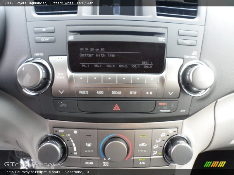 Blizzard White Pearl / Ash 2012 Toyota Highlander