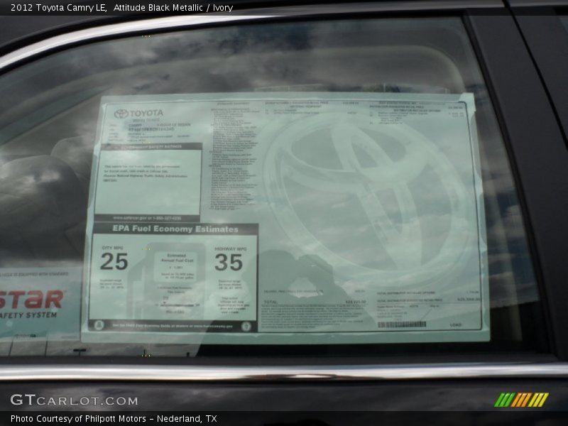  2012 Camry LE Window Sticker