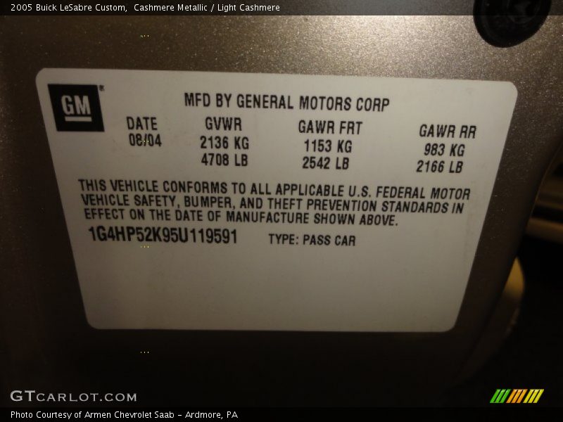 Cashmere Metallic / Light Cashmere 2005 Buick LeSabre Custom