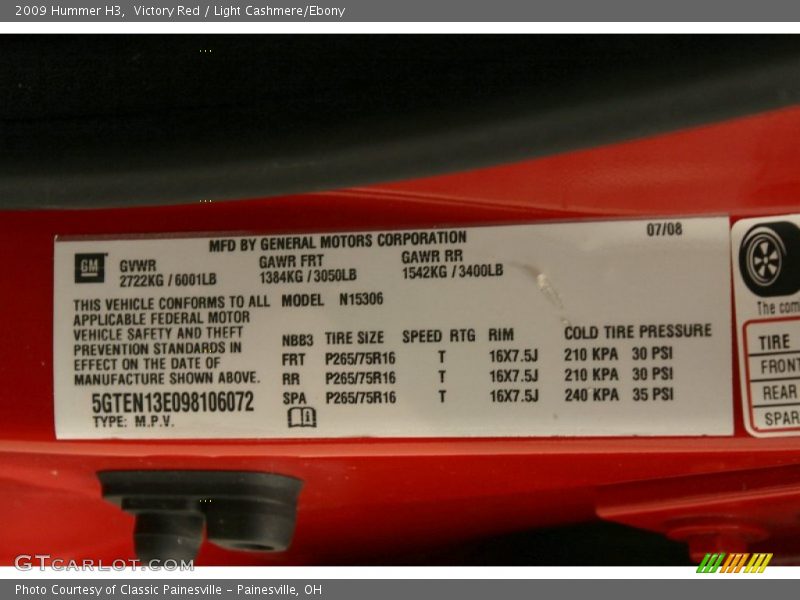 Victory Red / Light Cashmere/Ebony 2009 Hummer H3