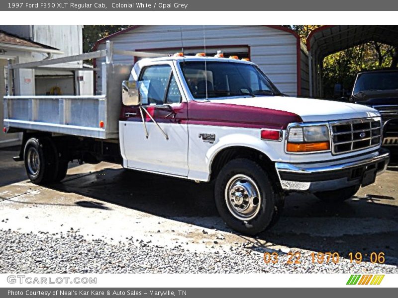 Colonial White / Opal Grey 1997 Ford F350 XLT Regular Cab