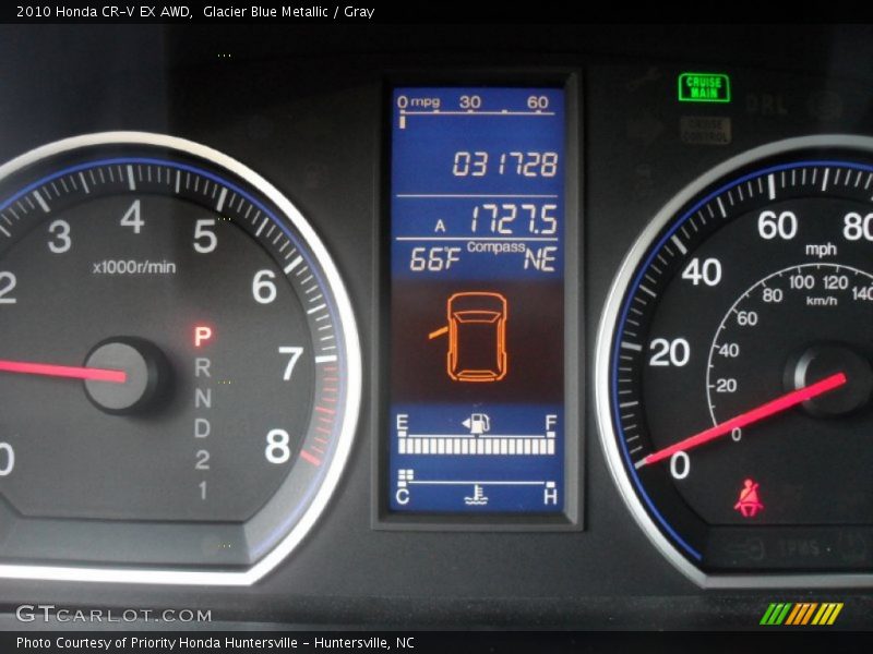Glacier Blue Metallic / Gray 2010 Honda CR-V EX AWD