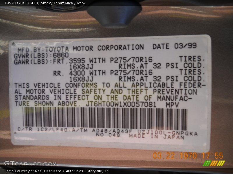 Smoky Topaz Mica / Ivory 1999 Lexus LX 470