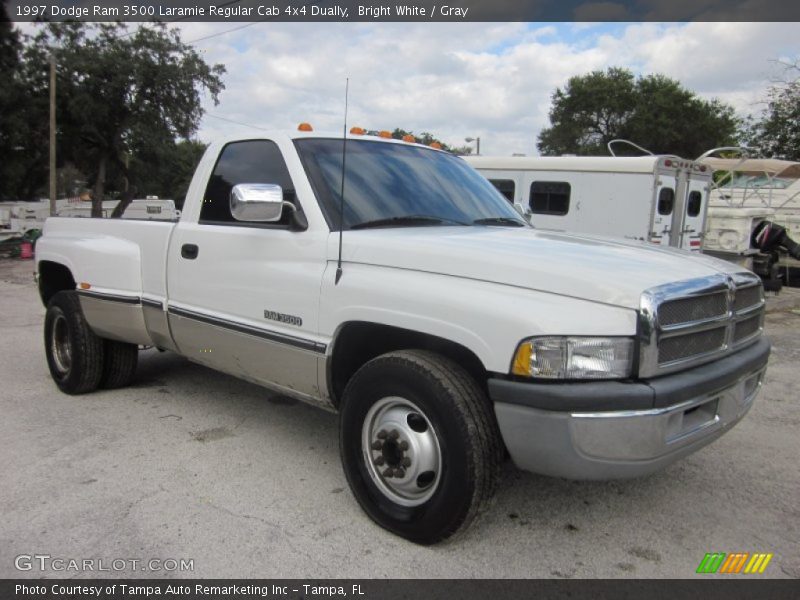 Bright White / Gray 1997 Dodge Ram 3500 Laramie Regular Cab 4x4 Dually