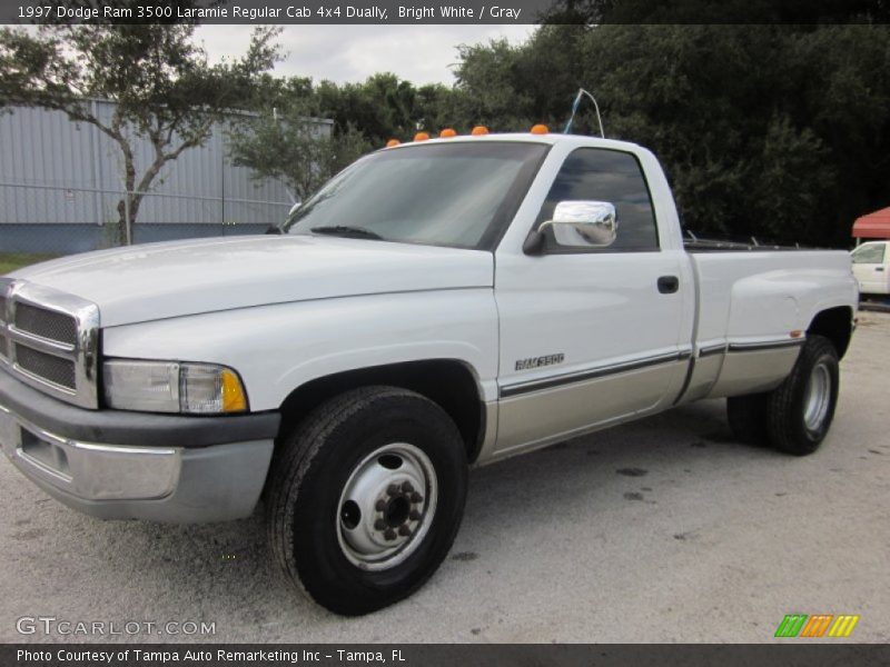Bright White / Gray 1997 Dodge Ram 3500 Laramie Regular Cab 4x4 Dually