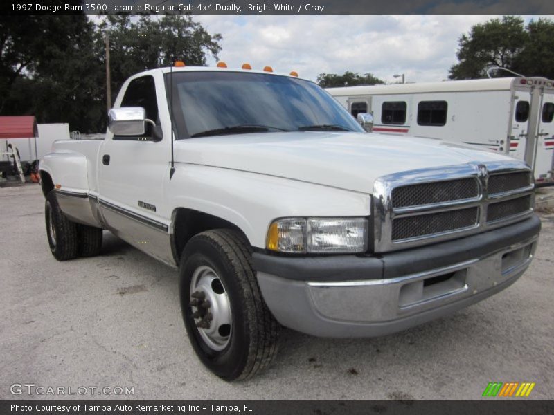 Bright White / Gray 1997 Dodge Ram 3500 Laramie Regular Cab 4x4 Dually