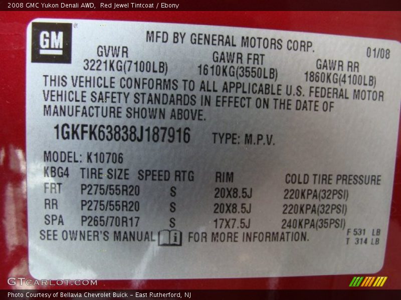 Red Jewel Tintcoat / Ebony 2008 GMC Yukon Denali AWD
