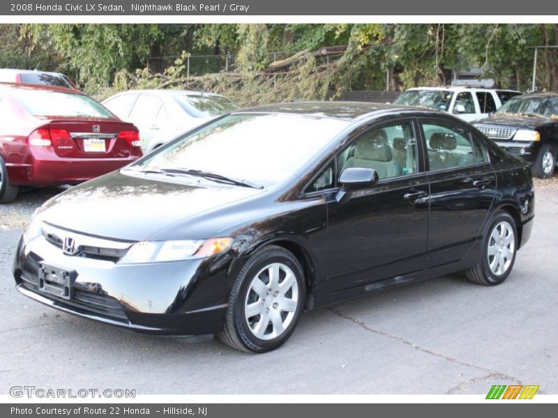Nighthawk Black Pearl / Gray 2008 Honda Civic LX Sedan
