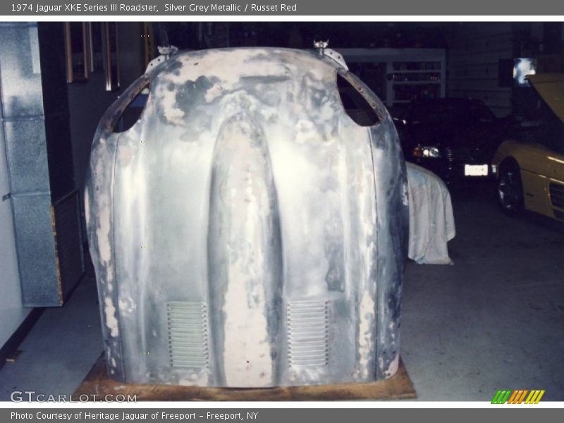 Silver Grey Metallic / Russet Red 1974 Jaguar XKE Series III Roadster