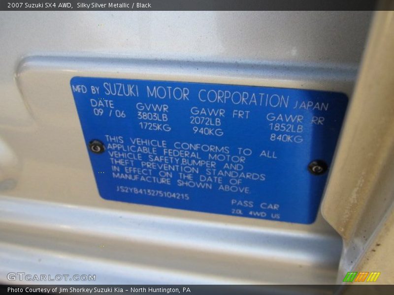 Silky Silver Metallic / Black 2007 Suzuki SX4 AWD
