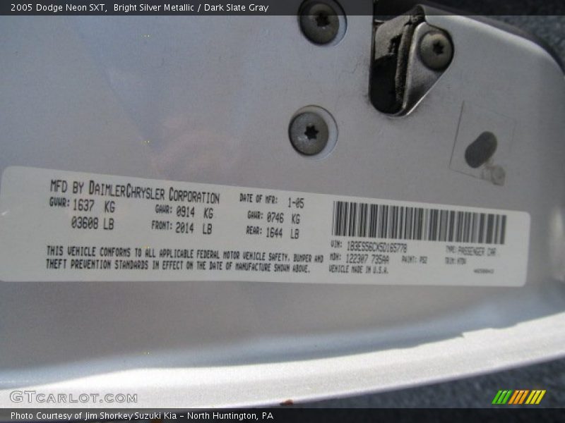 Bright Silver Metallic / Dark Slate Gray 2005 Dodge Neon SXT