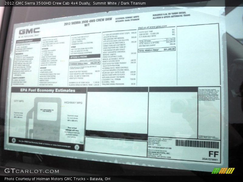 Summit White / Dark Titanium 2012 GMC Sierra 3500HD Crew Cab 4x4 Dually