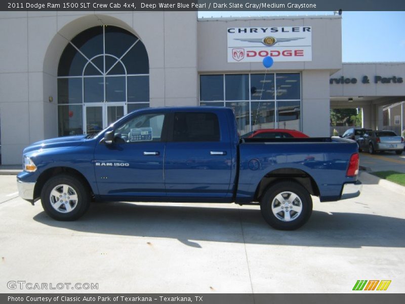 Deep Water Blue Pearl / Dark Slate Gray/Medium Graystone 2011 Dodge Ram 1500 SLT Crew Cab 4x4