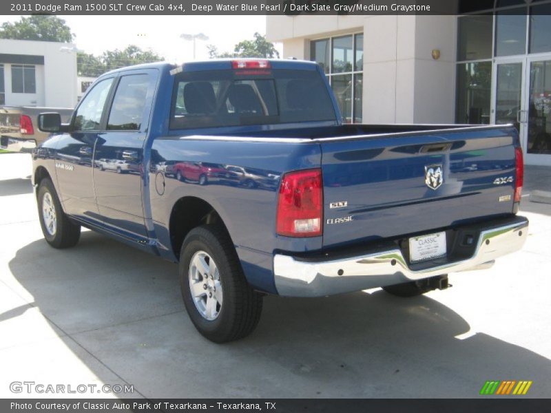 Deep Water Blue Pearl / Dark Slate Gray/Medium Graystone 2011 Dodge Ram 1500 SLT Crew Cab 4x4