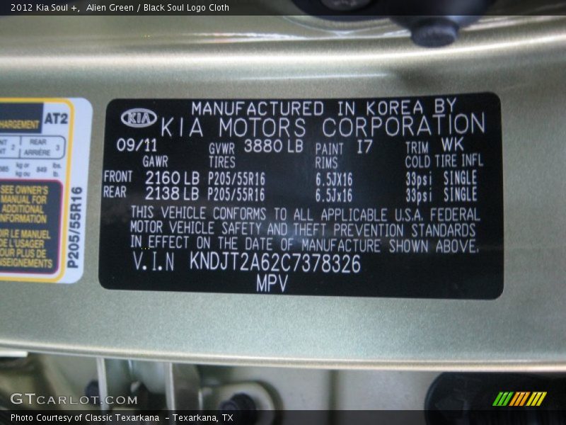 Alien Green / Black Soul Logo Cloth 2012 Kia Soul +