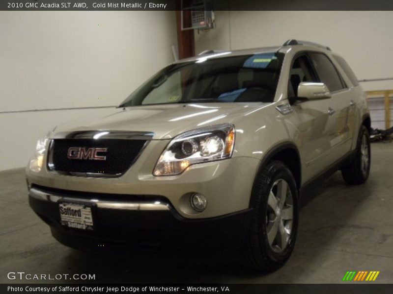 Gold Mist Metallic / Ebony 2010 GMC Acadia SLT AWD