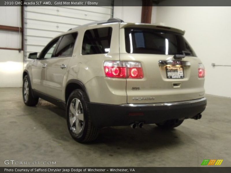 Gold Mist Metallic / Ebony 2010 GMC Acadia SLT AWD