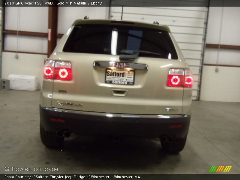 Gold Mist Metallic / Ebony 2010 GMC Acadia SLT AWD