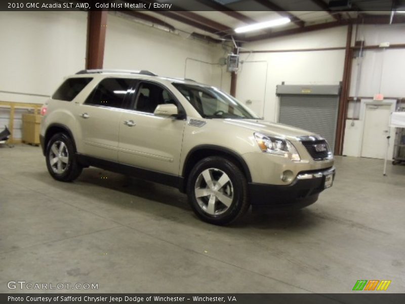 Gold Mist Metallic / Ebony 2010 GMC Acadia SLT AWD