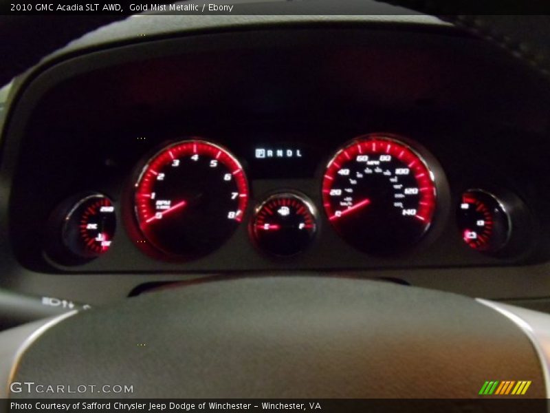 Gold Mist Metallic / Ebony 2010 GMC Acadia SLT AWD